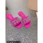 Miu Miu Matelassé Satin Heel slides Fuchsia with Crystal Logo 2024