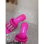 Miu Miu Matelassé Satin Heel slides Fuchsia with Crystal Logo 2024