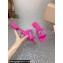 Miu Miu Matelassé Satin Heel slides Fuchsia with Crystal Logo 2024