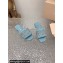 Miu Miu Matelassé nappa leather Heel slides Blue with Crystal Logo 2024