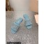 Miu Miu Matelassé nappa leather Heel slides Blue with Crystal Logo 2024
