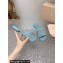 Miu Miu Matelassé nappa leather Heel slides Blue with Crystal Logo 2024