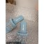 Miu Miu Matelassé nappa leather Heel slides Blue with Crystal Logo 2024