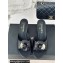 Chanel Heel 6.5cm Lambskin Mules with Camellia Black 2024
