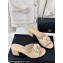 Chanel Heel 6.5cm Lambskin Mules with Camellia Beige 2024