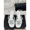 Chanel Heel 6cm Calfskin Quilting CC Logo Sandals White 2024