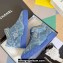 Chanel Denim Sneakers with Ankle Logo Top Quality Blue 2024