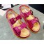 Chanel CC Logo Beach Sandals Star Patent Fuchsia Spring 2024