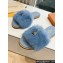 Louis Vuitton Mink Fur Lock It Flat Mules Blue 2024