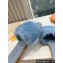 Louis Vuitton Mink Fur Lock It Flat Mules Blue 2024