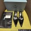 Prada Heel 4.5cm Brushed leather slingback pumps with floral appliques 1I317N Black 2024