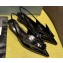 Prada Heel 4.5cm Brushed leather slingback pumps with floral appliques 1I317N Black 2024