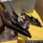 Prada Heel 4.5cm Brushed leather slingback pumps with floral appliques 1I317N Black 2024