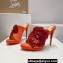 Christian Louboutin Heel 12cm Suede leather Mules with Sequins Rose Red 2024