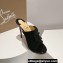 Christian Louboutin Heel 12cm Suede leather Mules with Sequins Rose Black 2024