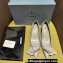 Prada Heel 4.5cm Brushed leather pumps with floral appliqués and Architectural details 1I363N Gray 2024