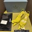 Prada Heel 4.5cm Brushed leather slingback pumps with floral appliqués and Architectural details Yellow 2024