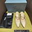 Prada Heel 5.5cm Patent leather Mules with Strap Beige 2024