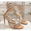 Rene Caovilla Heel 9.5cm Chandelier Crystal Sandals Beige/Silver 2024