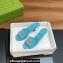 Gucci Heel 7.5cm Women's Slides with Crystal Double G in Leather Blue 2024