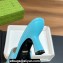 Gucci Heel 7.5cm Women's Slides with Crystal Double G in Leather Blue 2024