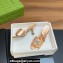 Gucci Heel 7.5cm Women's Slides with Crystal Double G in Leather Metallic Gold 2024