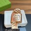 Gucci Heel 7.5cm Women's Slides with Crystal Double G in Leather Metallic Gold 2024