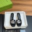 Gucci Heel 7.5cm Women's Slides with Crystal Double G in Leather Black 2024