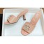 Gucci Heel 7.5cm Women's Slides with Crystal Double G in Leather Beige 2024