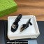 Gucci Heel 7.5cm Women's Slides with Crystal Double G in Leather Black 2024