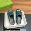 Gucci Women/Men platform Rubber slide sandals GG Black/Green 2024