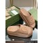 Gucci Women/Men platform Rubber slide sandals with Interlocking G Beige 2024