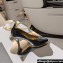 Fendi Filo high-heeled 8.5cm leather pumps Black with metallic ankle strap 2024