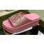 Gucci Women/Men platform Rubber slide sandals with Interlocking G Metallic Pink 2024