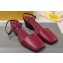Fendi Heel 5cm Calfskin leather Square Toe slingbacks Dark Red 2024
