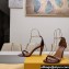 Fendi Filo high-heeled 8.5cm leather sandals Burgundy with metallic ankle strap 2024