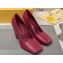 Fendi Heel 10cm Calfskin leather Square Toe pumps Dark Red 2024