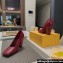 Fendi Heel 10cm Calfskin leather Square Toe pumps Dark Red 2024