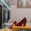 Fendi Heel 10cm Calfskin leather Square Toe pumps Dark Red 2024