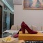 Fendi Heel 10cm Calfskin leather Square Toe pumps Dark Red 2024