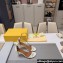 Fendi Filo high-heeled 8.5cm leather sandals White with metallic ankle strap 2024