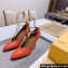Fendi Filo high-heeled 8.5cm leather pumps Red with metallic ankle strap 2024