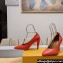 Fendi Filo high-heeled 8.5cm leather pumps Red with metallic ankle strap 2024