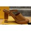 Fendi high-heeled 9cm Nappa Leather Baguette Slide Sandals Brown 2024