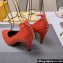 Fendi Filo high-heeled 8.5cm leather pumps Red with metallic ankle strap 2024