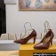 Fendi Filo high-heeled 8.5cm leather pumps Brown with metallic ankle strap 2024