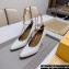 Fendi Filo high-heeled 8.5cm leather pumps White with metallic ankle strap 2024