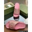 Gucci Women/Men platform Rubber slide sandals with Interlocking G Metallic Pink 2024