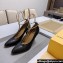 Fendi Filo high-heeled 8.5cm leather pumps Black with metallic ankle strap 2024