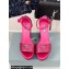 Prada Heel 14cm Platform 4cm Satin sandals with crystals 1XP53B Fuchsia 2024
